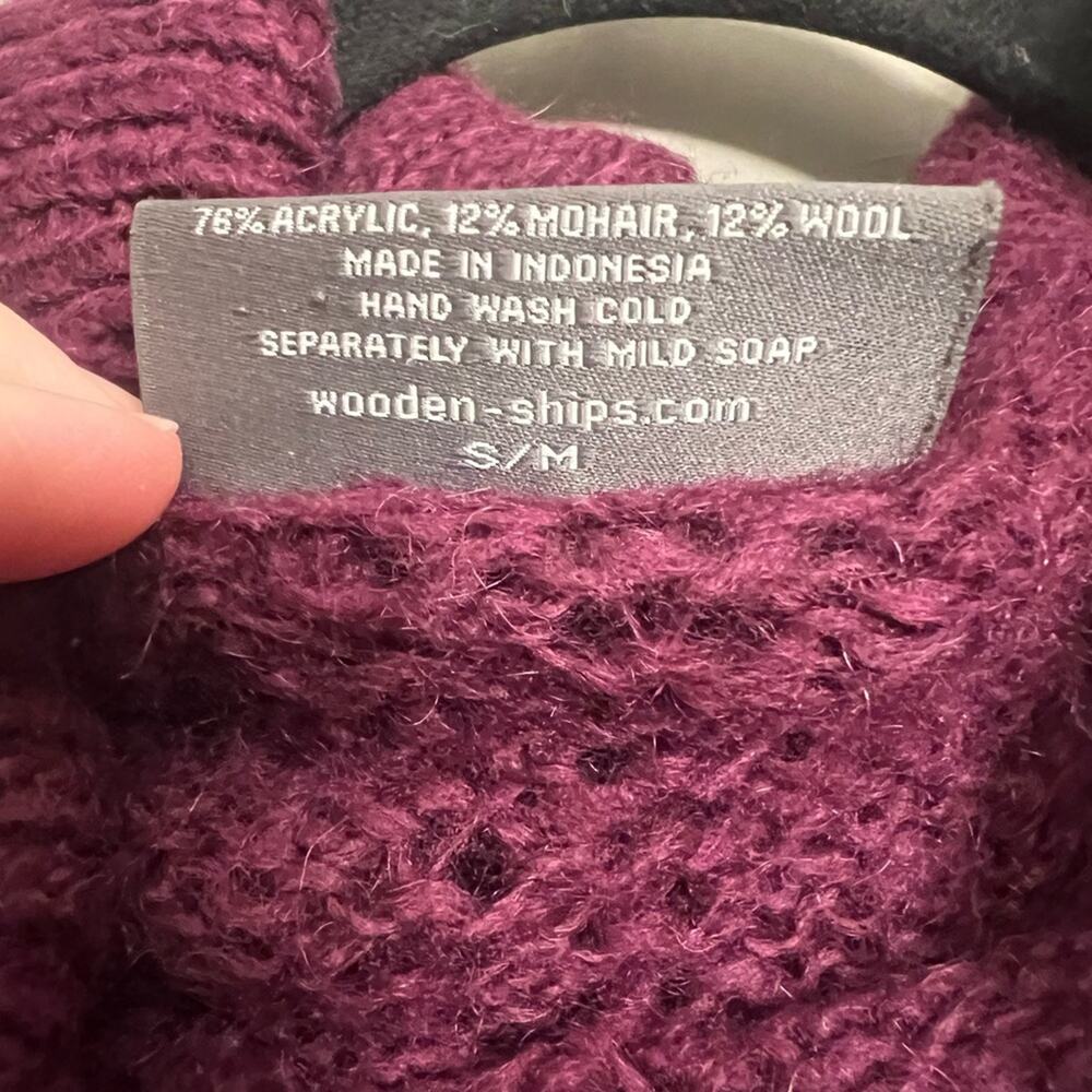 Wooden Ships Purple Cowl Neck Knit Sweater Dress Size S/M - Picture 4 of 6